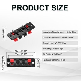 sourcing map 4 Way Spring Terminal Clip Push Release Connector Plate Jack Socket Speaker Terminal Strip Block Speaker Jointing Clamp Test Clip WP4-4 10Pcs