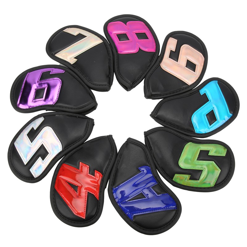 9PCS Golf Club Head Covers Waterproof PU Numbered Golf Club