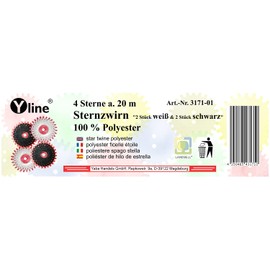 3171-01 4 Stars 20 m Star Twine Polyester Black and White