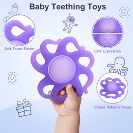 Baby Teething Toys 3-6 Months, Octopus Baby Teethers 6-12 Months, Silicone Teether Toy for Infants Relief 0-12 Months, BPA-Free Chew Toy for Soothing Sore Gums, Newborn Sensory Toy Gift for Boy Girl