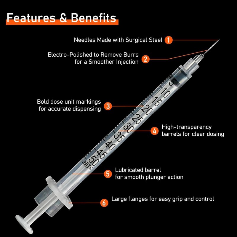 MKUCCD Syringes 30G 0.5ml/cc 5/16" (8mm) Dispensing Tools，Lab Syringes, Plastic