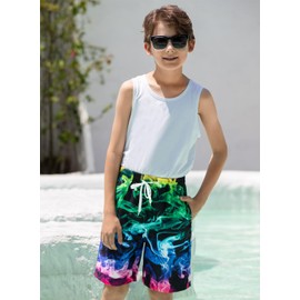 TUONROAD Boys Swimming Shorts Funny 3D Print Quick Drying Swimming Trunks with Mesh Lining Summer Beach Shorts 5-14 Years, 1 colourful purple, 7 - 8 years