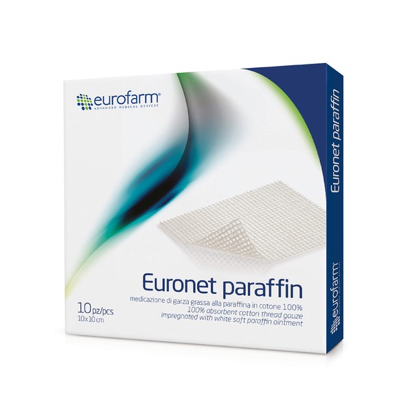 Euronet Paraffin (cm 10 x cm 10) Sterile Paraffingaze Dressing for Gentle Care of Superficial Wounds Ready to Use Pack of 10