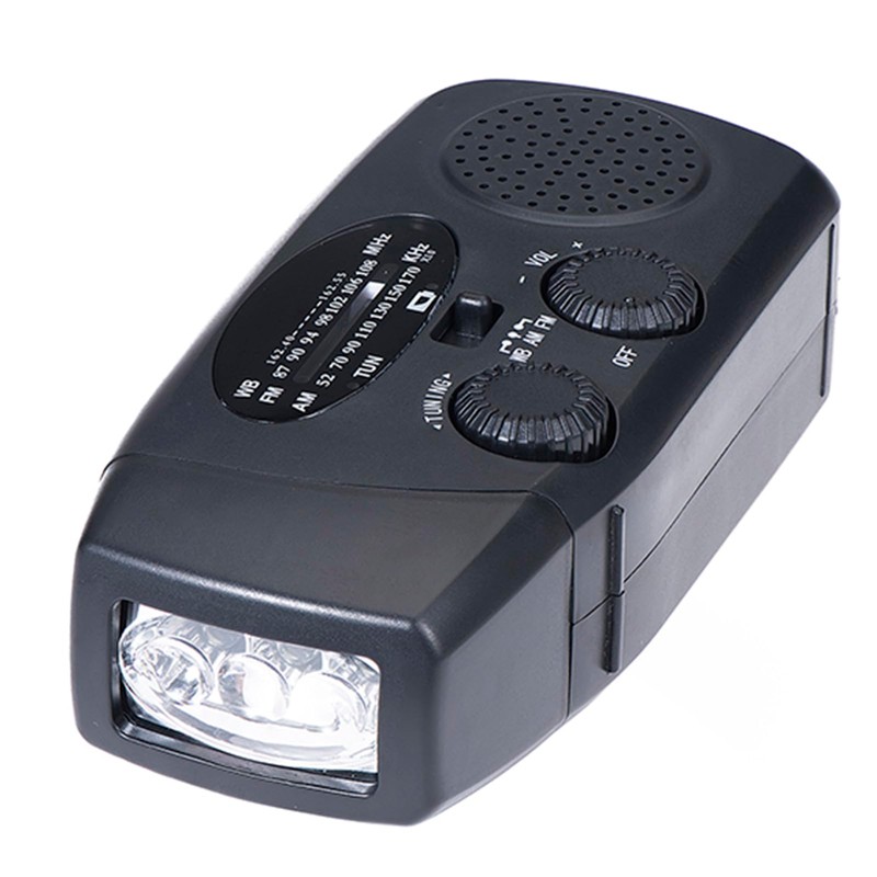 Jectse Emergency Solar Hand Crank Radio with Bright LED Flashlight