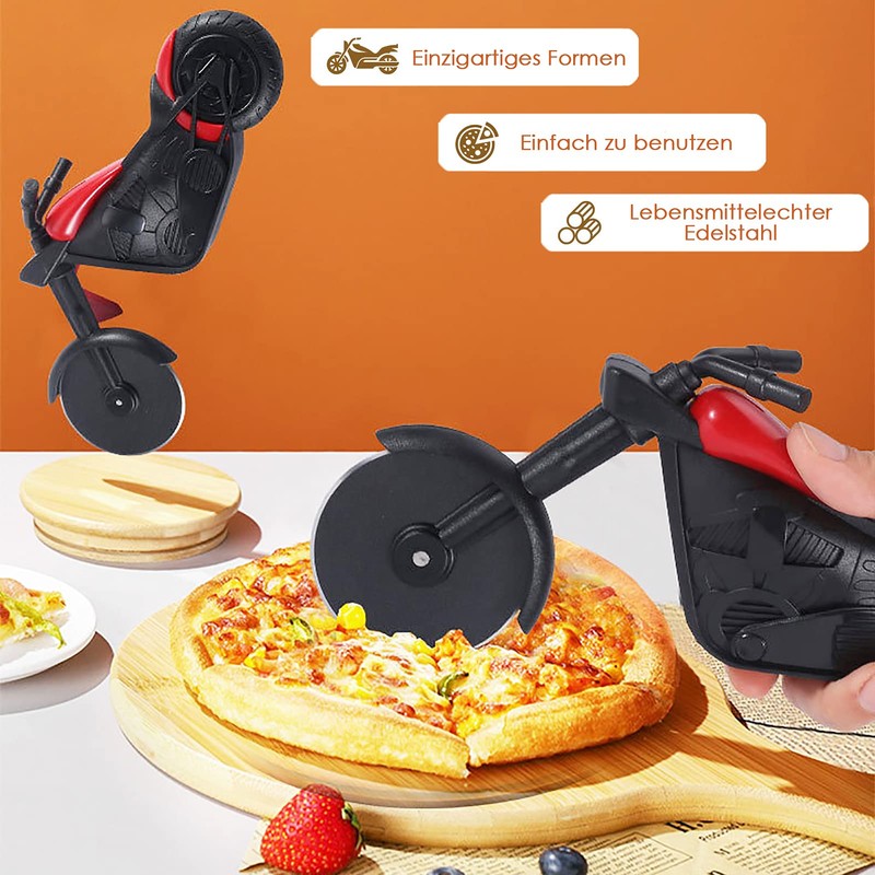 Motorcycle Pizza Cutter, Stainless Steel Plastic Funny Pizza Wheel, Pizza