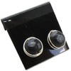 Snowflake Obsidian and Sterling Silver Herringbone-Topped Wire-Wrapped Post Earrings