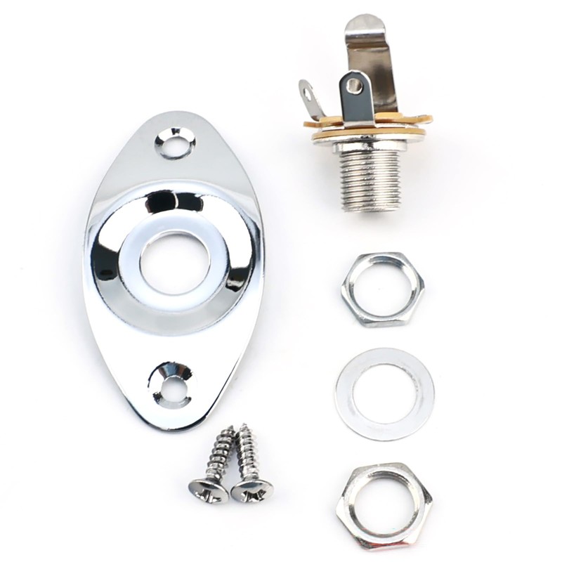 OVSAL 1/4" Guitar Output Jack Socket, Steel Input Jack（Chrome）