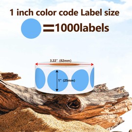 WANSTE 1000PCS Sky-Blue Circle Dot Labels, 1 inch Round Stickers Roll, Easy Peel Color-Coding Labels for Organization and Marking,Permanent Adhesive Blank Labels