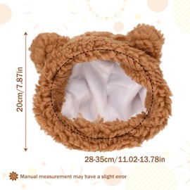 WLLHYF Cute Cat Winter Warm Bear Hat Soft Comfortable Adjustable Small Pet Headwear Costume Clothes for Cat Kitten Puppy Dog(Brown)