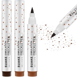 Natural Lifelike Freckle Pen, 2 Pcs Easy to Color & Waterproof Freckle Makeup Pen, Soft and Long-lasting Freckles Pen for Effortless Sunkissed Makeup, Dark and Light Brown