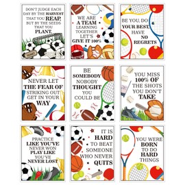 9 Pcs Graduation Sports Motivational Posters for Classroom Inspirational Art Football Baseball Basketball Poster Back to School Decoration for Team Coach Bedroom Classroom Playroom Living Room
