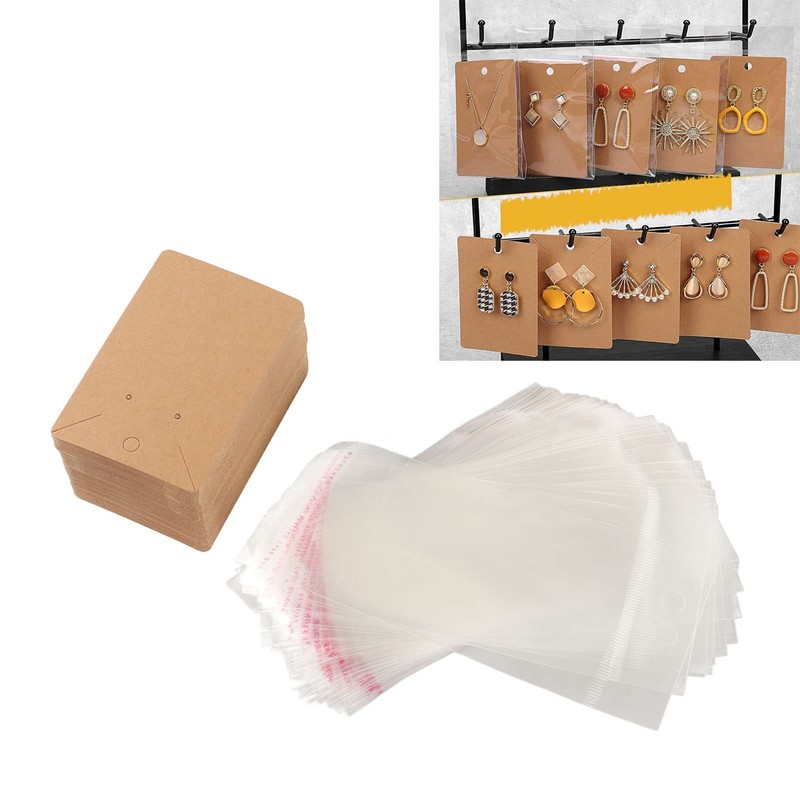 Tarjetas para Pendientes, 100 Juegos de Embalaje de Papel Kraft,
