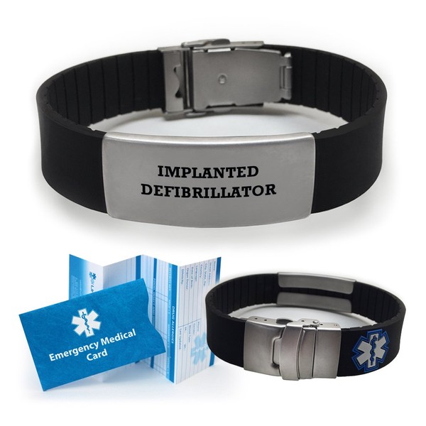 Implanted Defibrillator Medical Alert ID Bracelet for Men and Women