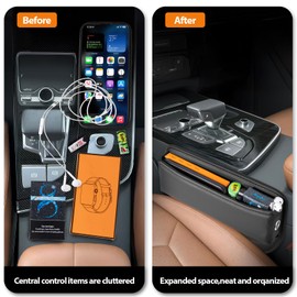 2 Pack Leather Car seat Gap Filler Organizers for Front Seat,Seat Gap Storage Box for Phones,Keys,Glasses etc.Suitable for various car models (without cup holder)