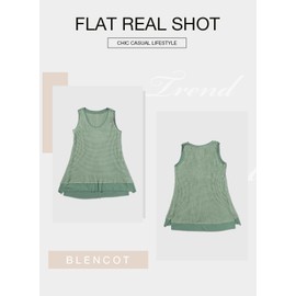 BLENCOT Women's Casual Solid Sleeveless Scoop Neck Waffle Knit Summer Tank Tops Flowy Loose Shirts Sea Green XL