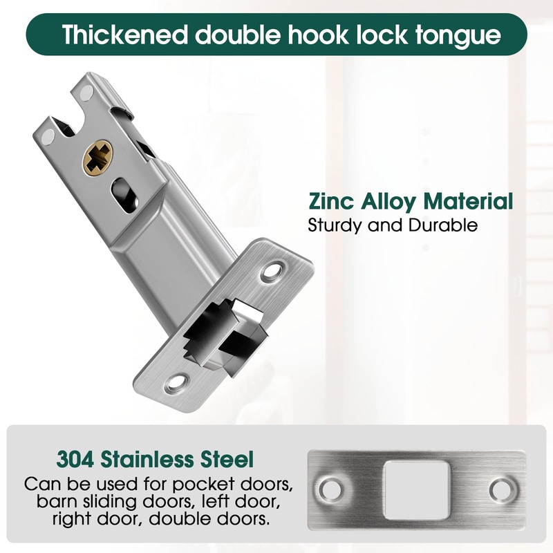Square Pocket Door Lock, Satin Nickel Pocket Door Hardware, Sliding