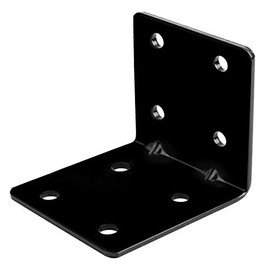 eoere 10 PCS 2-3/4" Black Steel L Right Reinforced Angle Bracket, Strengthen Design Metal Joint Support Corner Brace, Thickness 1/8", Max.Load 110 LB