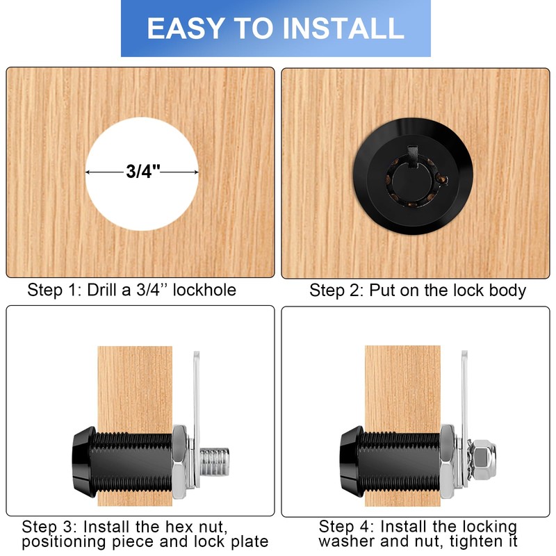 Sissinda Black RV Storage Locks, 7/8” Fits 9/16” Max Door