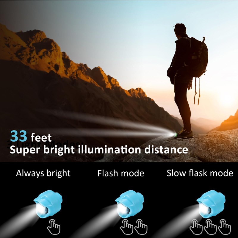 RAHAN Clip on Clog Headlights Lights for Shoes, 2pcs Flashlight