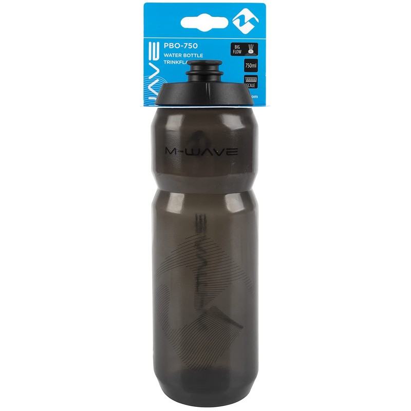 M-Wave Unisex - Adult PBO 750 Water Bottle, Clear Black,