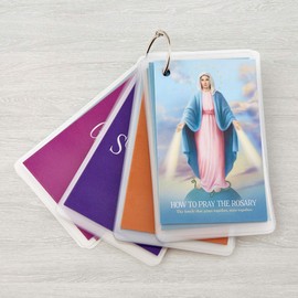 Needzo How to Pray the Rosary Laminated Catholic Prayer Cards Set for Kids, 4 1/2 Inch
