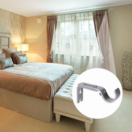 Curtain Pole Bracket, Pack of 3 Adjustable Curtain Rod Holder, Metal Wall Mount Curtain Rod Bracket with Screws for Living Room, Bedroom, Office (Silver)