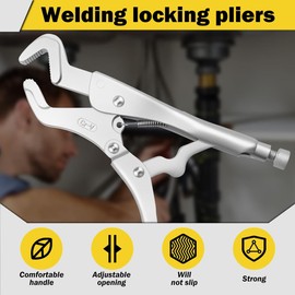 Aswalling Vice Grips Pliers Set, Curved Jaw Locking Pliers, Adjustable Solid Pipe Clip Repair Welding Pliers, Fast Release Grips