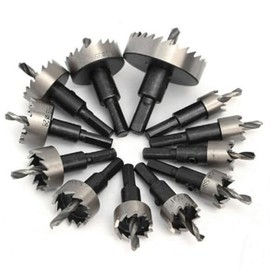 Heavy Duty HSS Hole Saw Kit Drill Bit Set High Speed Steel Hole Cutter with Arbor Tooth Cutting Opener Drill Bit for Stainless Steel,Copper, Iron and Metal Plastic Drywall 15-50mm (12, Grey)