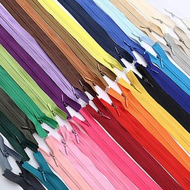 Zippers Invisible,32 PCS Coloured Zipper Nylon Coil Zippers Zip Fasteners Metal Zippers Sewing Zippers for Tailor Clothes Sewing Craft Haberdashery