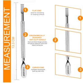 PromaxCare Cuticle Pusher and Spoon Nail Cleaner - Professional Grade Stainless Steel Cuticle Remover and Cutter - Durable Manicure and Pedicure Tool - for Fingernails and Toenails (Silver)