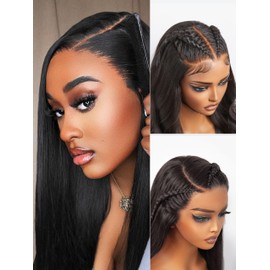 LUVME HAIR Silky Straight 13x6 Lace Front Wigs Human Hair Glueless Wigs Human Hair Pre Plucked Pre Cut Long Black Wig Lace Wigs Frontal Wigs Human Hair Black Hair