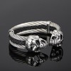 Klapgo Men's Gothic Skull Bracelet Stainless Steel Cable and Leather