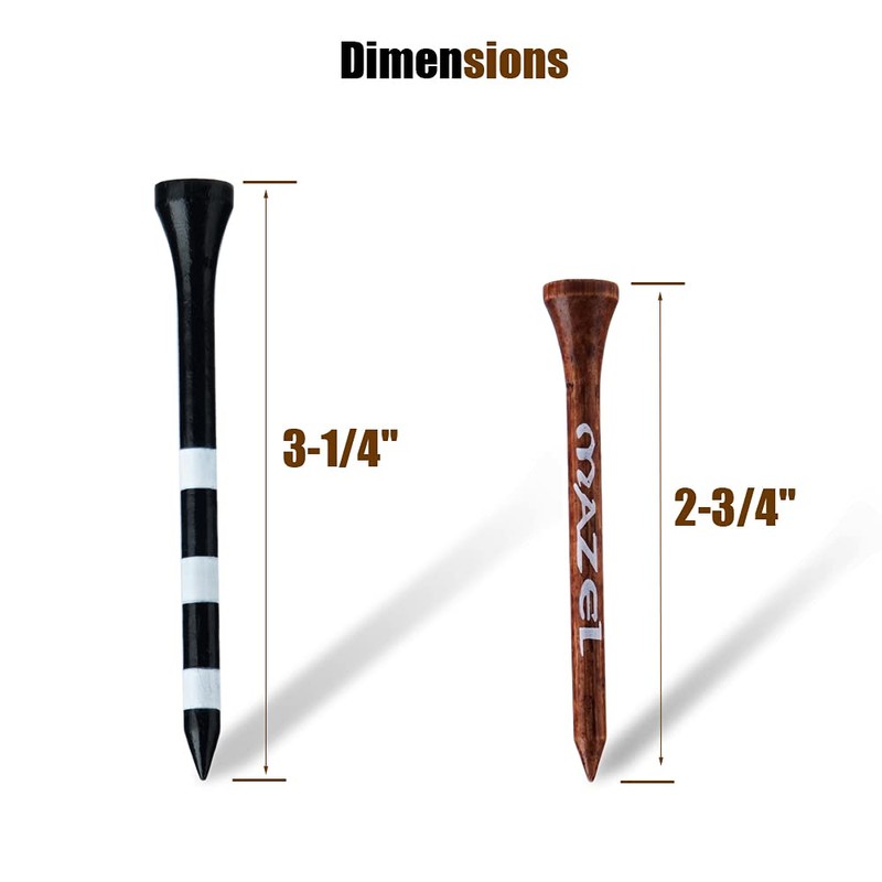 MAZEL Natural Wood/Bamboo Golf Tees 2 3/4 Inch & 3