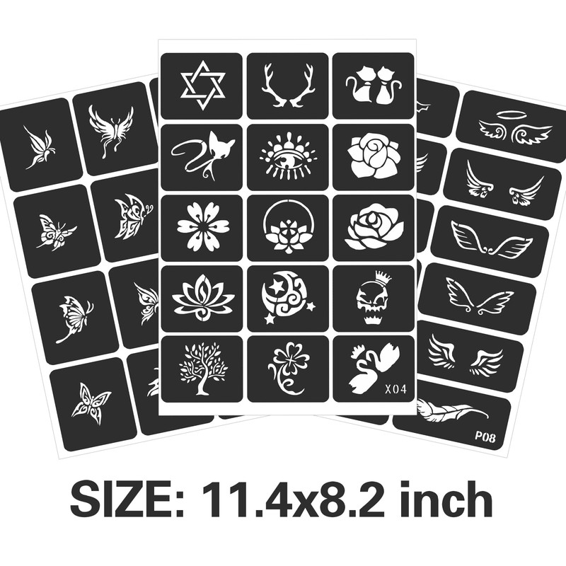 Henna Stencils 24 Sheets – 400+ Reusable Tattoo Stencils