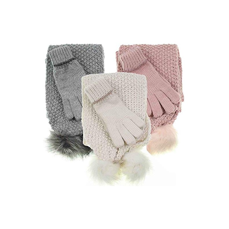 Girls 2-Piece Pom Pom Scarf & Gloves Set (7-10 Years,