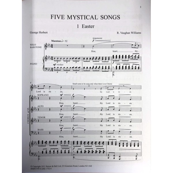 Ralph Vaughan Williams: Five Mystical Songs: Mixed Choir: Vocal Score