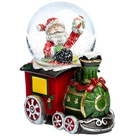 SIKORA SK06 Small Glass Decorative Snow Globe Santa Claus in the Engine Diameter 45 mm Snow Globes: Santa Claus with Locomotive