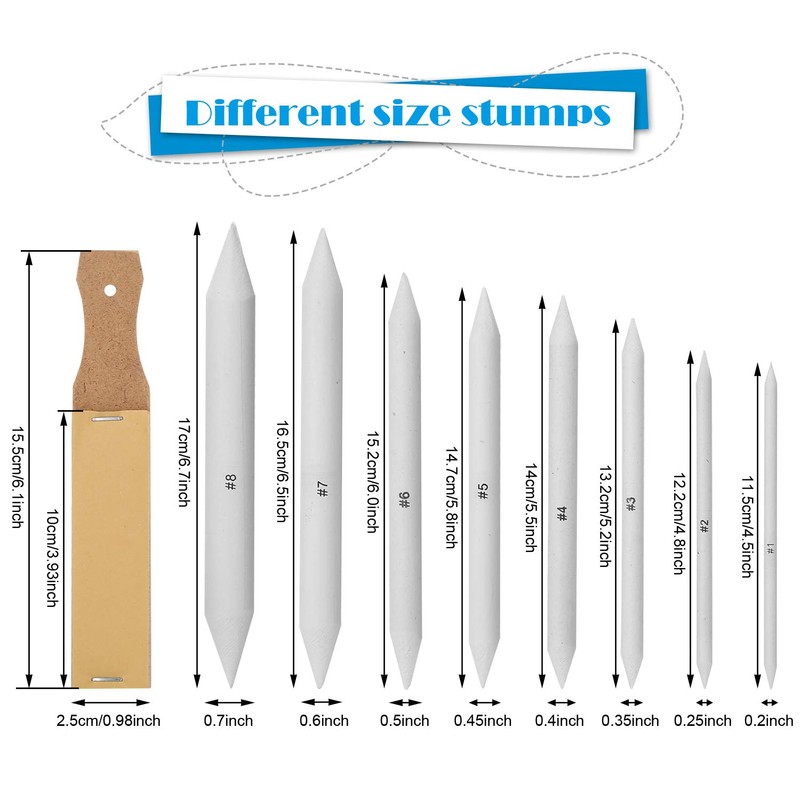 22 PCS Sketch Drawing Tools, AGPtEK 16 Blending Stumps Set