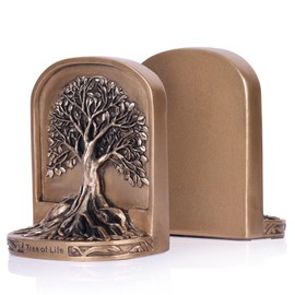 Antique Bronze Color Tree of Life Bookends Set, 2 Decorative Bookends for Shelves or Bookcase, Non-Skid Heavy Bookends for Desktop Shelf Decor, Library Office Decor, Home Décor Gift (Bronze Color)