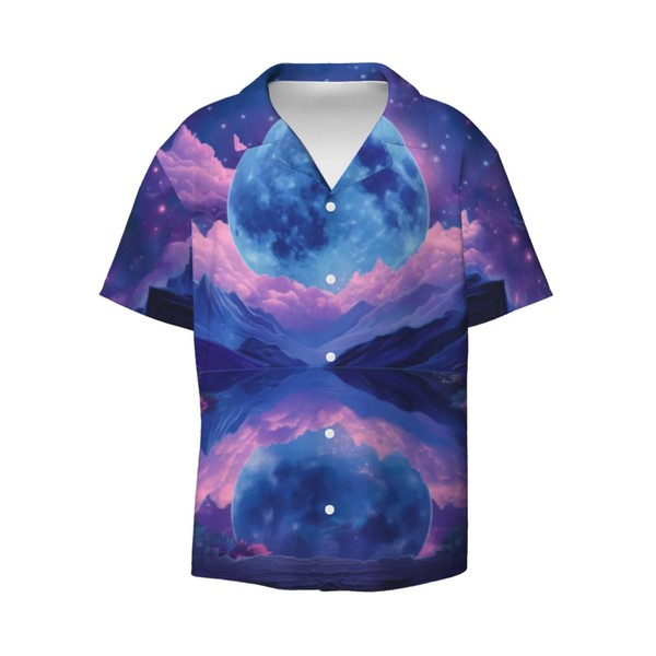 Men's 3D Pattern Print Shirt with Moon Design Stylish Graphic