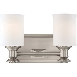 Minka Lavery Wall Light Fixtures 5172-84 Harbour Point Glass Bath Vanity Lighting, 2 Light, Nickel
