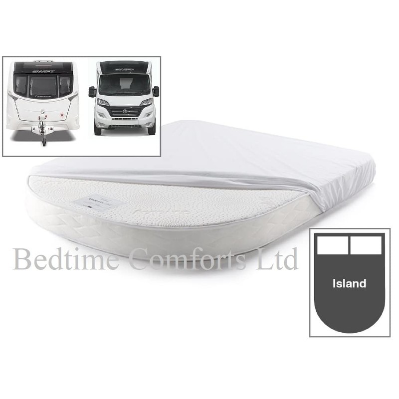 CARAVAN/MOTOR HOME ISLAND BED FITTED SHEETS Hand Made (White, 10"