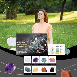 Crystals Set | Natural Stone Raw Gemstone - White/Pink Crystal, Amethyst, Green/Red Aventurine, Colored Fluorite, Citrine, for Abundance And Prosperity