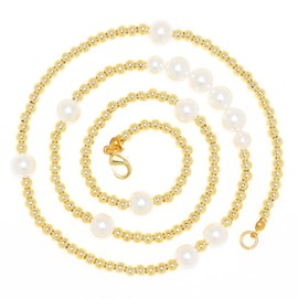 Halukakah Men's Pearl Necklace 6 mm 8 mm Size Mix Real Freshwater Shell Pearls Mix 18 Carat Real Gold-Plated / Platinum White Gold-Plated Pearl, Gift for Him, Brass Pearl, Pearl