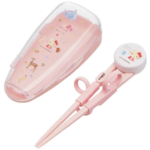 Skater ADXT1S-A Children's Training Chopsticks, 5.5 inches (14 cm), Sanrio Kitty with Dedicated Case, Suitable for Ages 2 - 7 Years, Right Hand, Square Tip for Easy Pinch