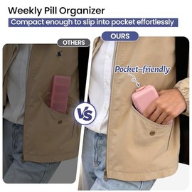 NW Foldable Weekly Pill Organizer Large,Cute & Portable Pill Box 7 Day 1 Time a Day,8 Grids with Excess Space for Emergency Use,Daily Travel Pill Cas