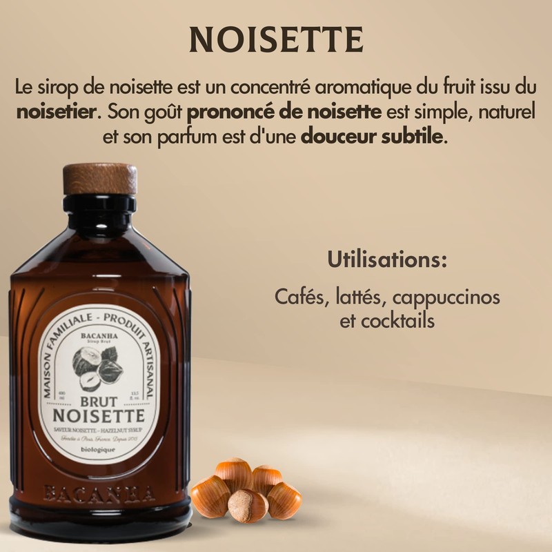Bacanha Sirop Brut de Noisette Organic 400 ml - Organic