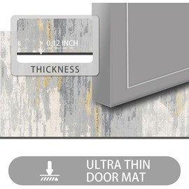 LYGLIGH Ultra Thin Door Mat Indoor Entrance, 1/10 in Thin Door Mats for Inside Entry, Non-Slip Rubber Backing Washable Doormat, Fade Resistant, Absorbent, Low Profile Dirt Trapper, 35"X24",Distressed