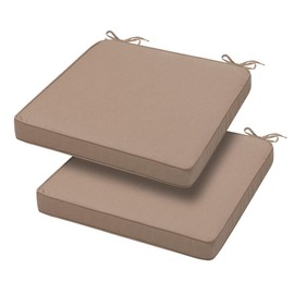Magpie Fabrics Square Corner Seat Cushion, 18" x 18" x 2.5", 2 Pack, Indoor/Outdoor Waterproof Weather Resistant Universal Chair Pads for Patio Garden Dining - Khaki
