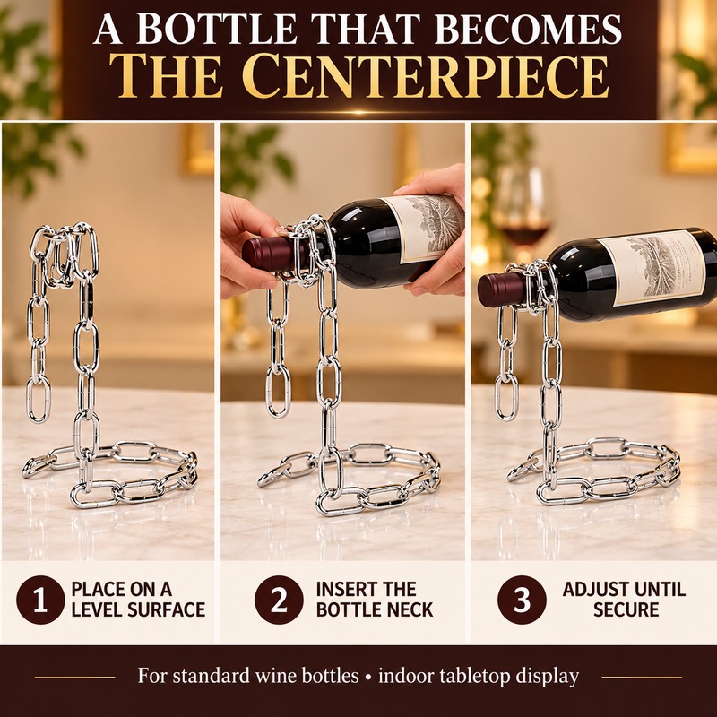 Floating Wine Bottle Holder Decorative Chain and Rope Style Wine